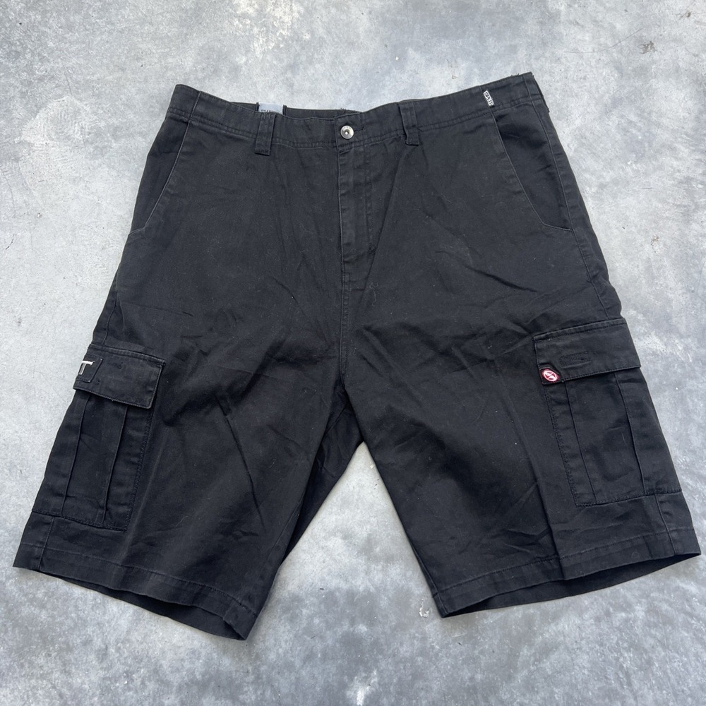 Vintage‎ Split Black Shorts Y2K  Grunge Trip 36 Skateboard